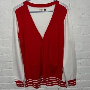 Red & White Cardigan L